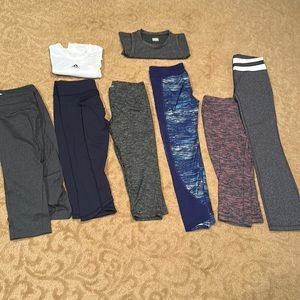 Bundle ☀️6 pairs workout bottoms . BONUS - 2 workout shirts  like new